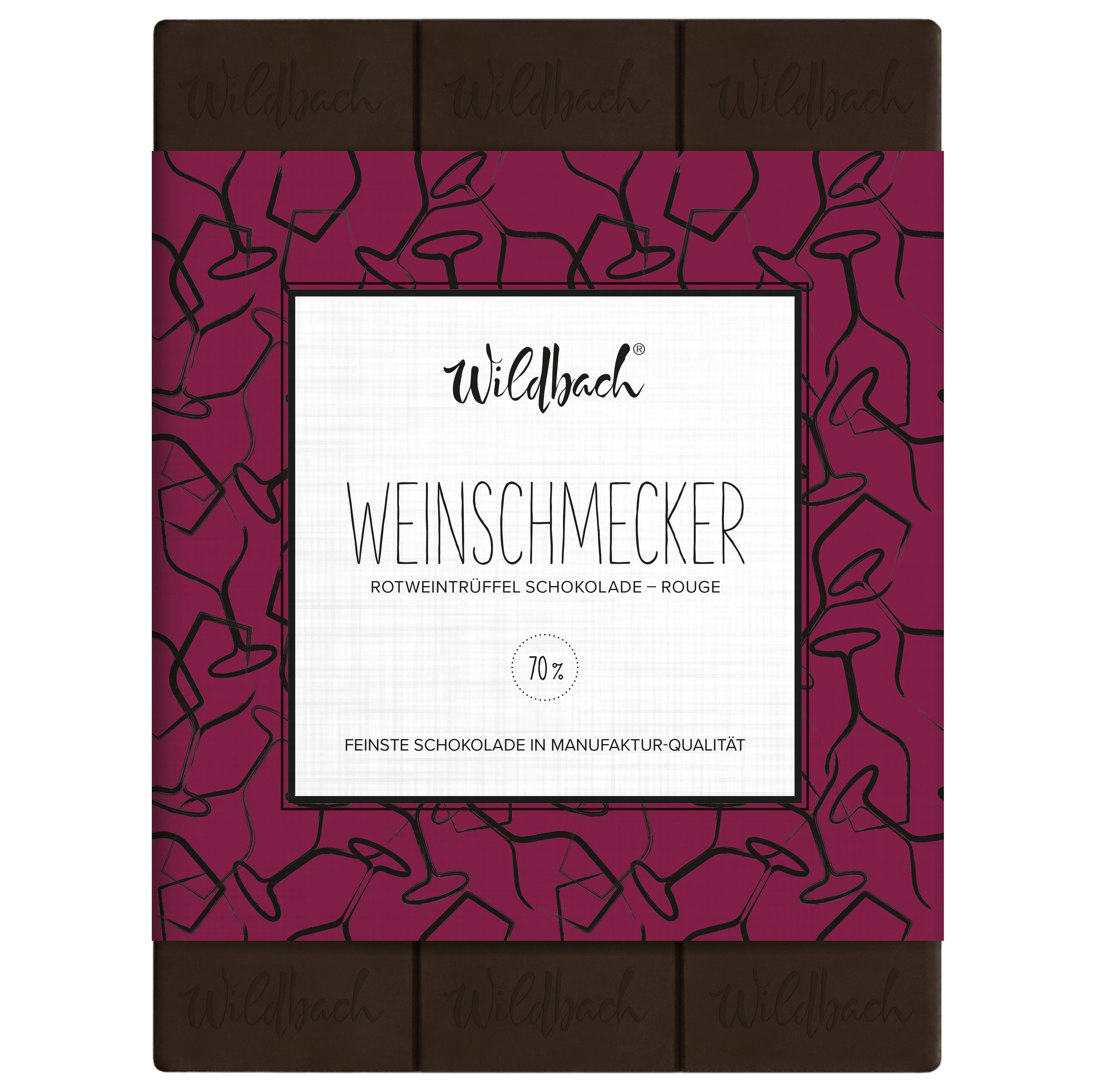 70g Tafel Weinschmecker Rouge - Edelzartbitterschokolade 70% mit Rotweintrüffel
